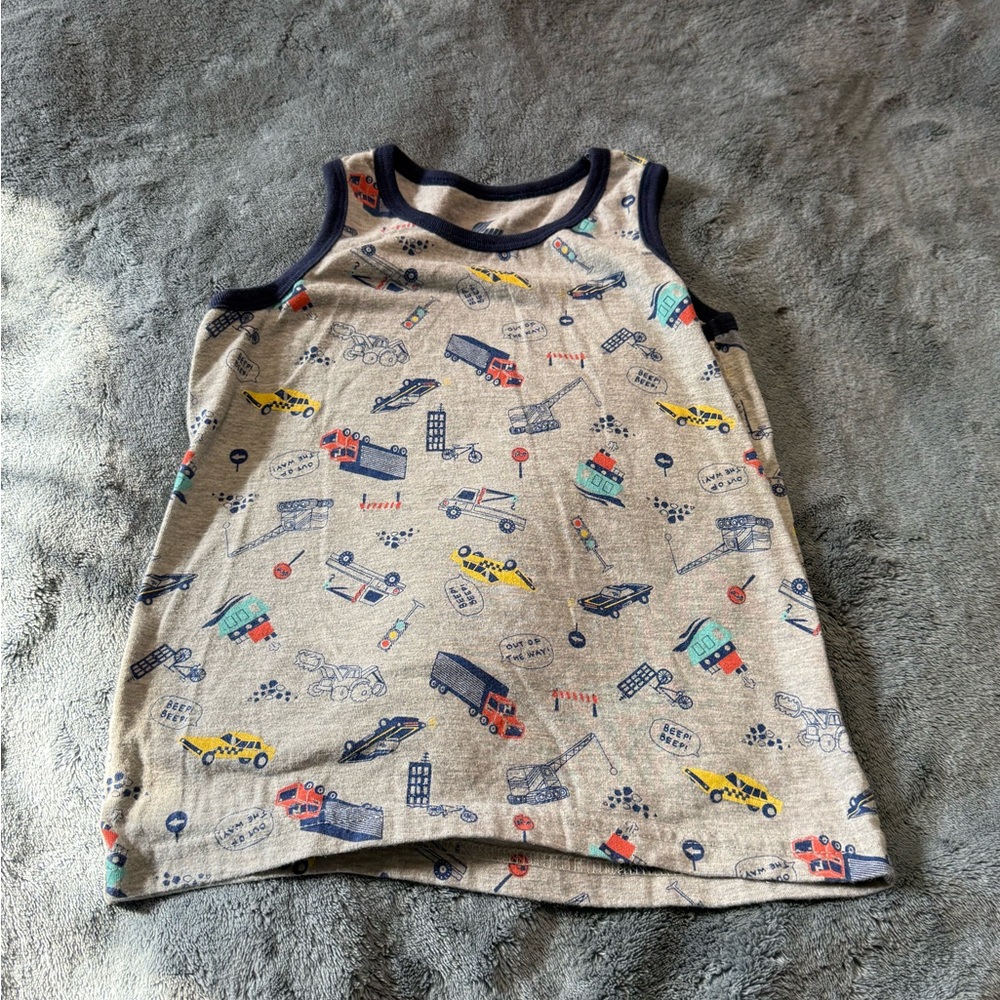 Kids Tank Top with Fun Vehicle Print